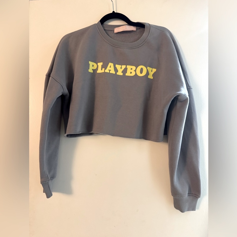 Playboy Gray Cropped Sweatshirt